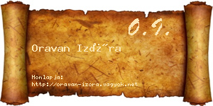 Oravan Izóra névjegykártya
